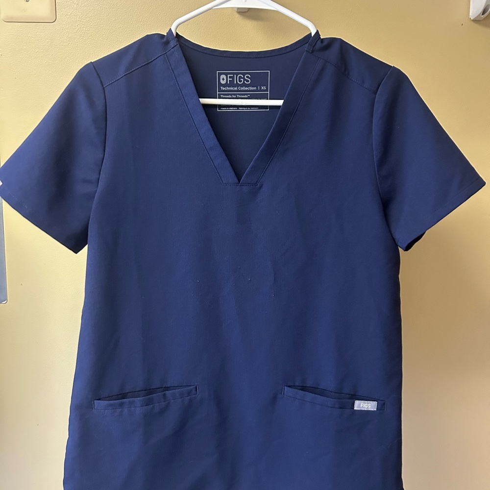 Figs Deep Blue V-Neck Scrub Top